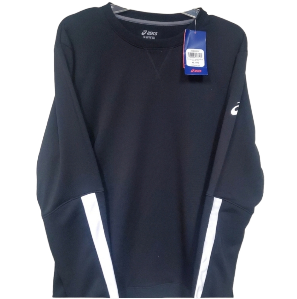 ASICS NWT Men's Black French Terry Crew L/S Pullover XL